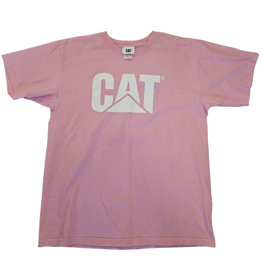 Caterpillar Pink Short Sleeved T Shirt 100% Cotton Pre-Shrunk Size L